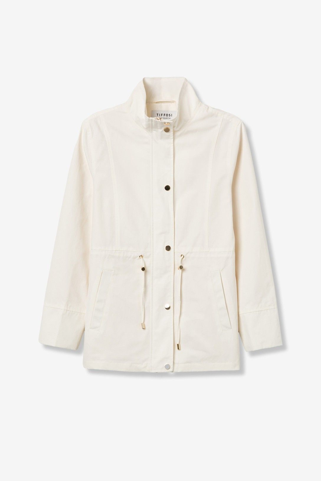 Giacca-trench donna leggero Vela Tiffosi - trench leggero 60% poliestere 40% cotone collo coreana blu panna