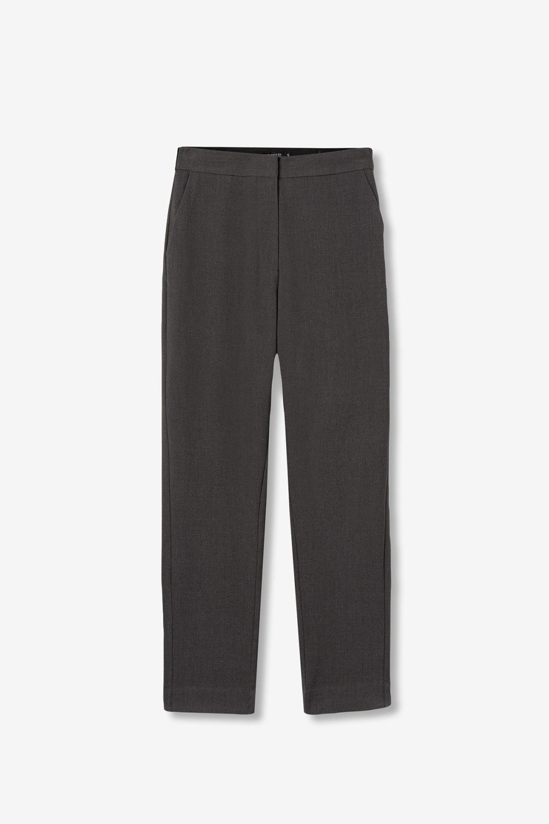 Pantalone chino Donna, Violeta, dettaglio tessuto in grigio, vista frontale.