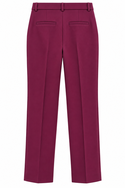 Pantalone bordeaux del tailleur donna 549 Erica Bellucci, vista posteriore con passanti e tasche a filetto.