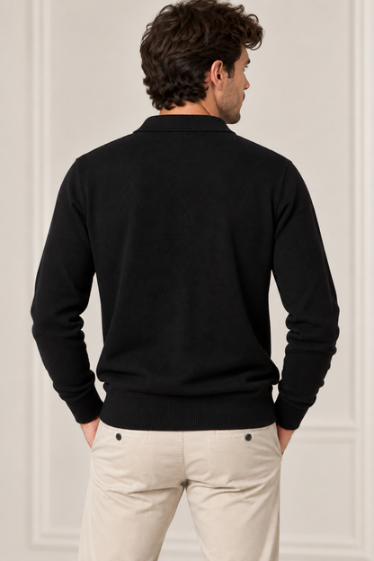 Polo uomo Tiffosi Wiser nera a manica lunga, vista posteriore