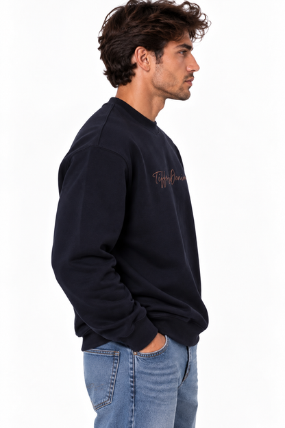 Felpa uomo Ford Tiffosi dark blu con stampa sul petto, vista laterale