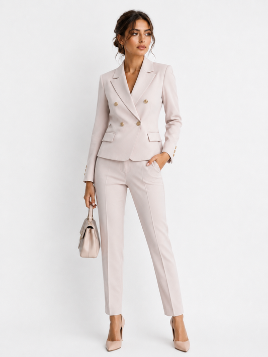 Tailleur 589 Burro con pantaloni capri indossato – silhouette elegante donna, Frarò