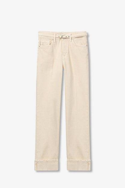 Jeans beige Amy_73 - vista ravvicinata del tessuto 98% cotone, texture e colore naturale