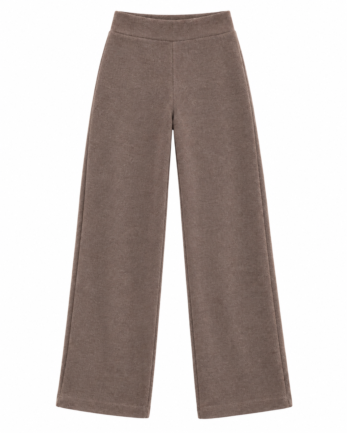 Pantalone palazzo del completo donna Aria Tiffosi fango con elastico in vita, vista frontale.
