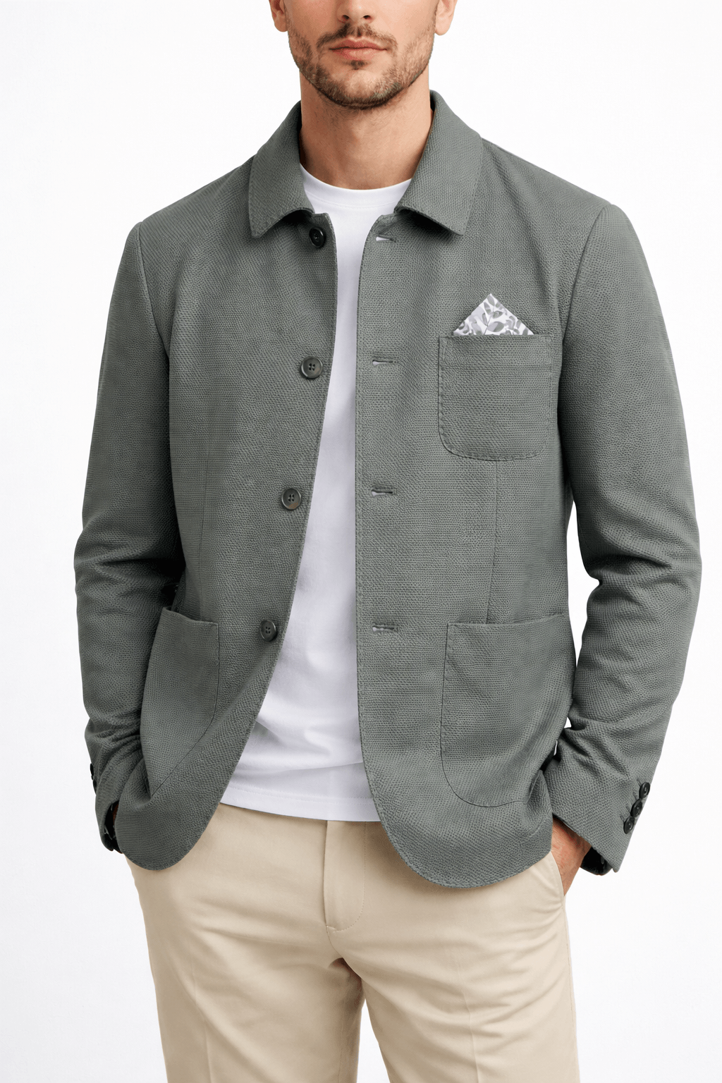 Giacca uomo 657 sartoriale Made in Italy colore verde militare – tessuto leggero regular fit – Frarò

