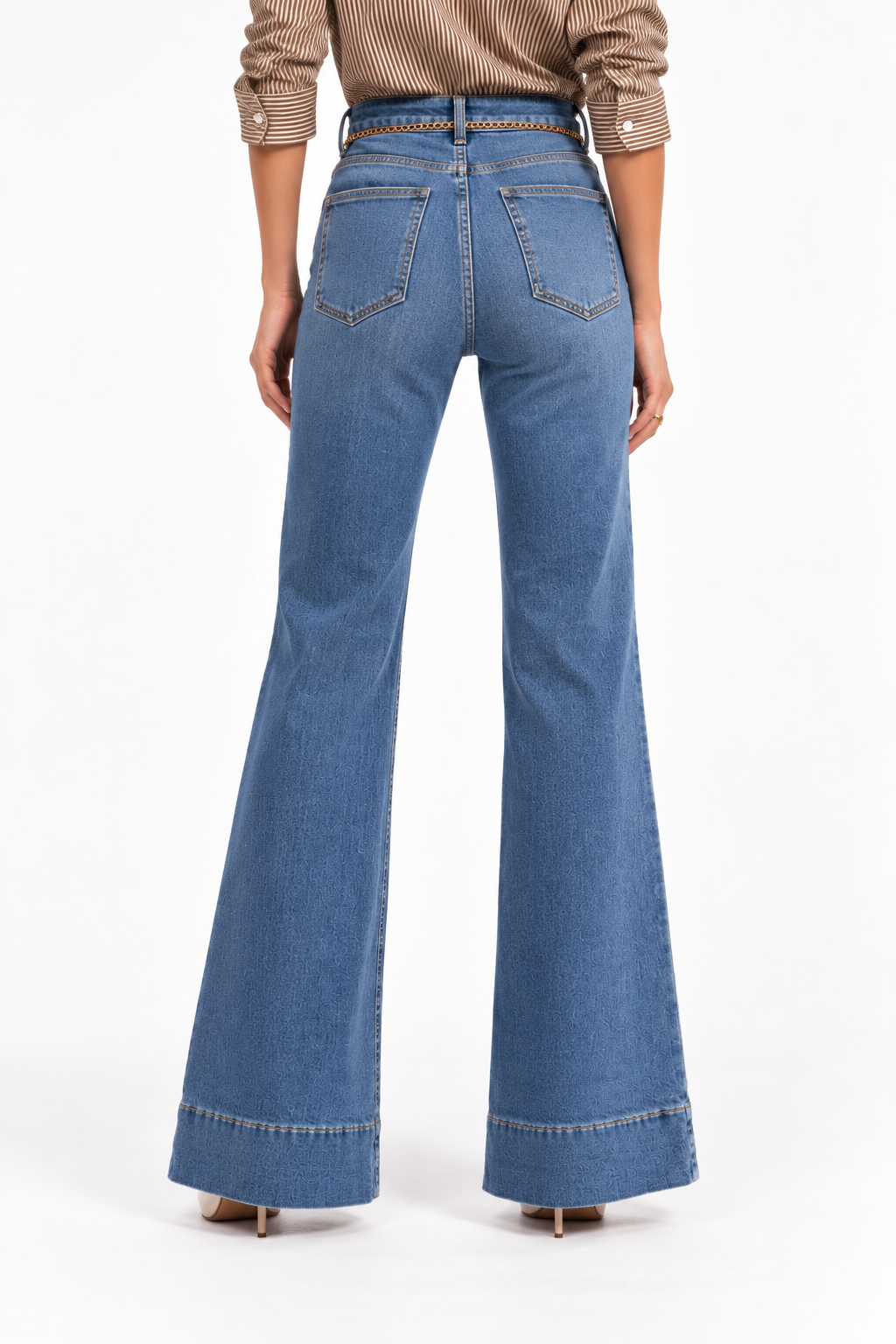Jeans donna a zampa Zoe 76 a vita alta, vista posteriore con tasche
