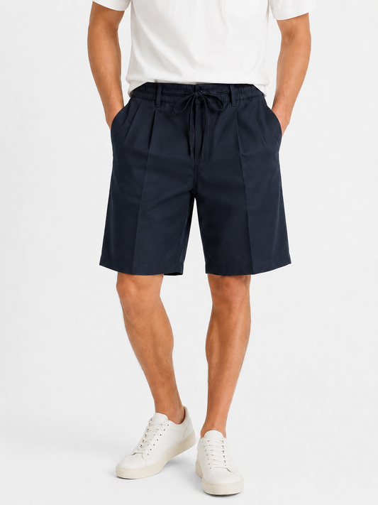 Bermuda uomo poly viscosa blu – indossato da modello -  Made in Italy
