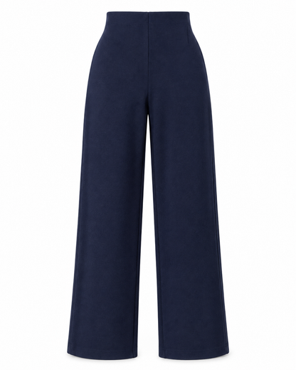 Pantalone palazzo del completo donna Aria Tiffosi blu scuro, vista posteriore.