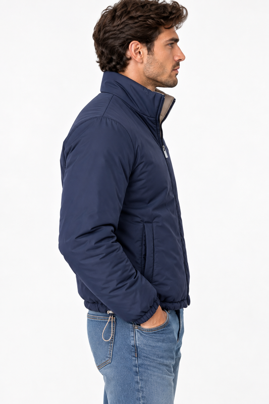Giubbotto uomo reversibile Cayo Tiffosi blu, vista laterale indossata