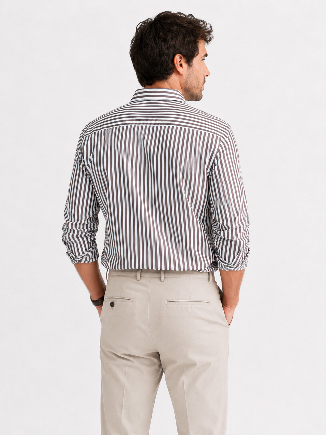 camicia uomo fast- rigo moro- vista posteriore - indossata da modello