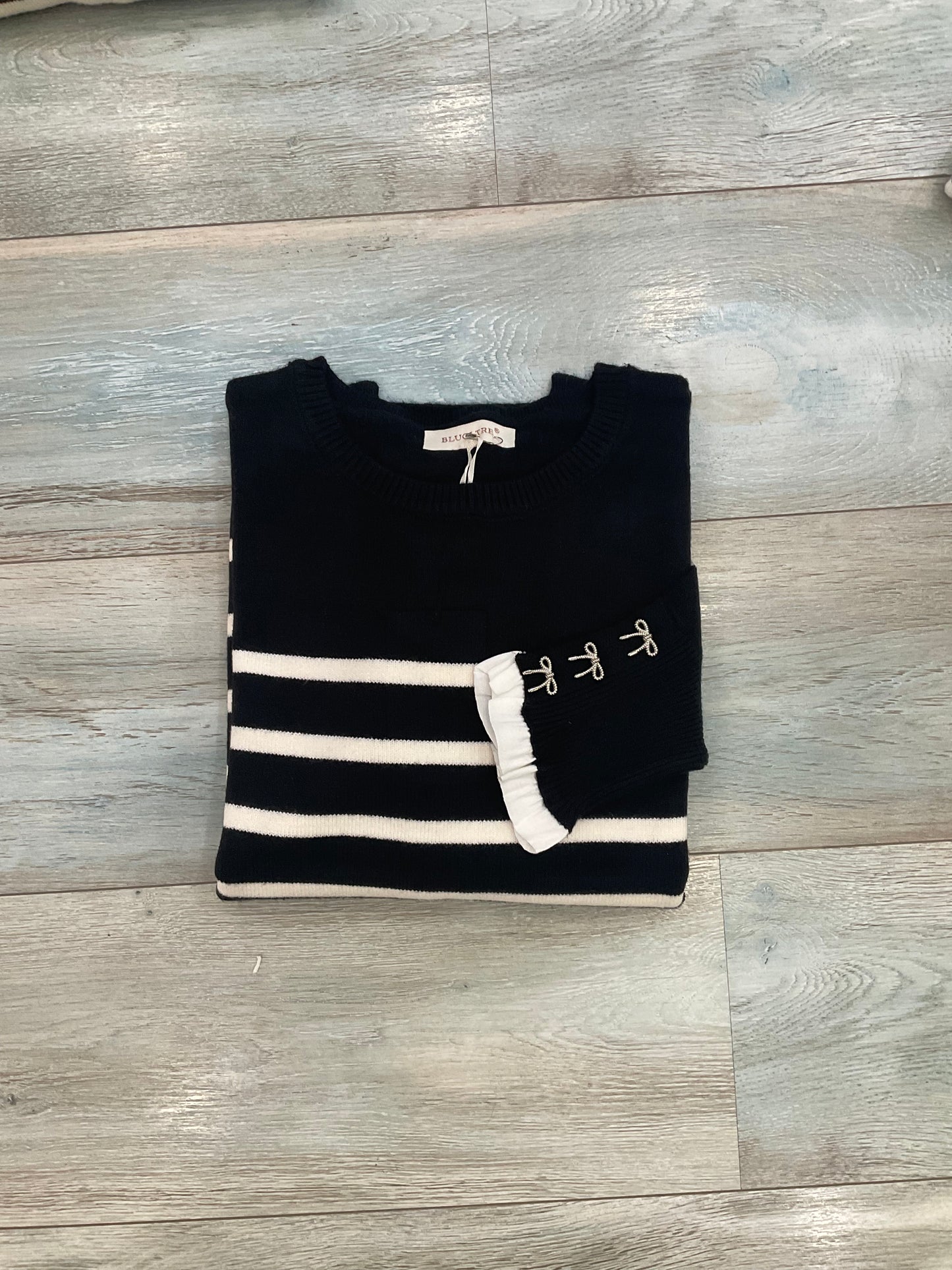 Maglia donna a righe Bluoltre dettaglio tessuto lanetta
