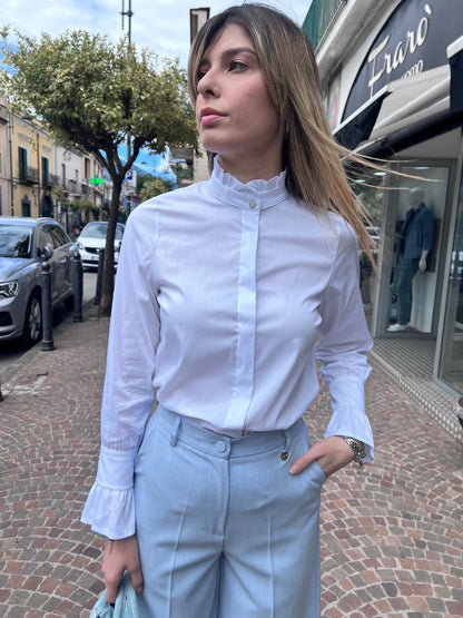 Camicia Donna Cotone Bianca Erica | Collo Coreana | Made in Italy