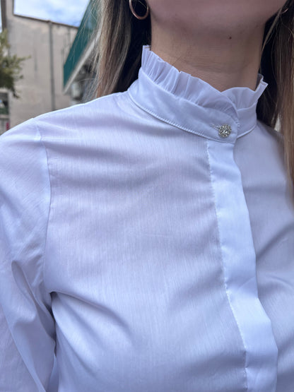 Camicia Donna Cotone Bianca Erica | Collo Coreana | Made in Italy