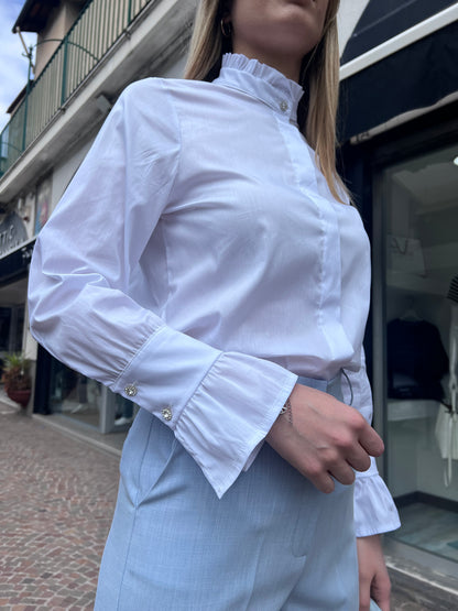 Camicia Donna Cotone Bianca Erica | Collo Coreana | Made in Italy