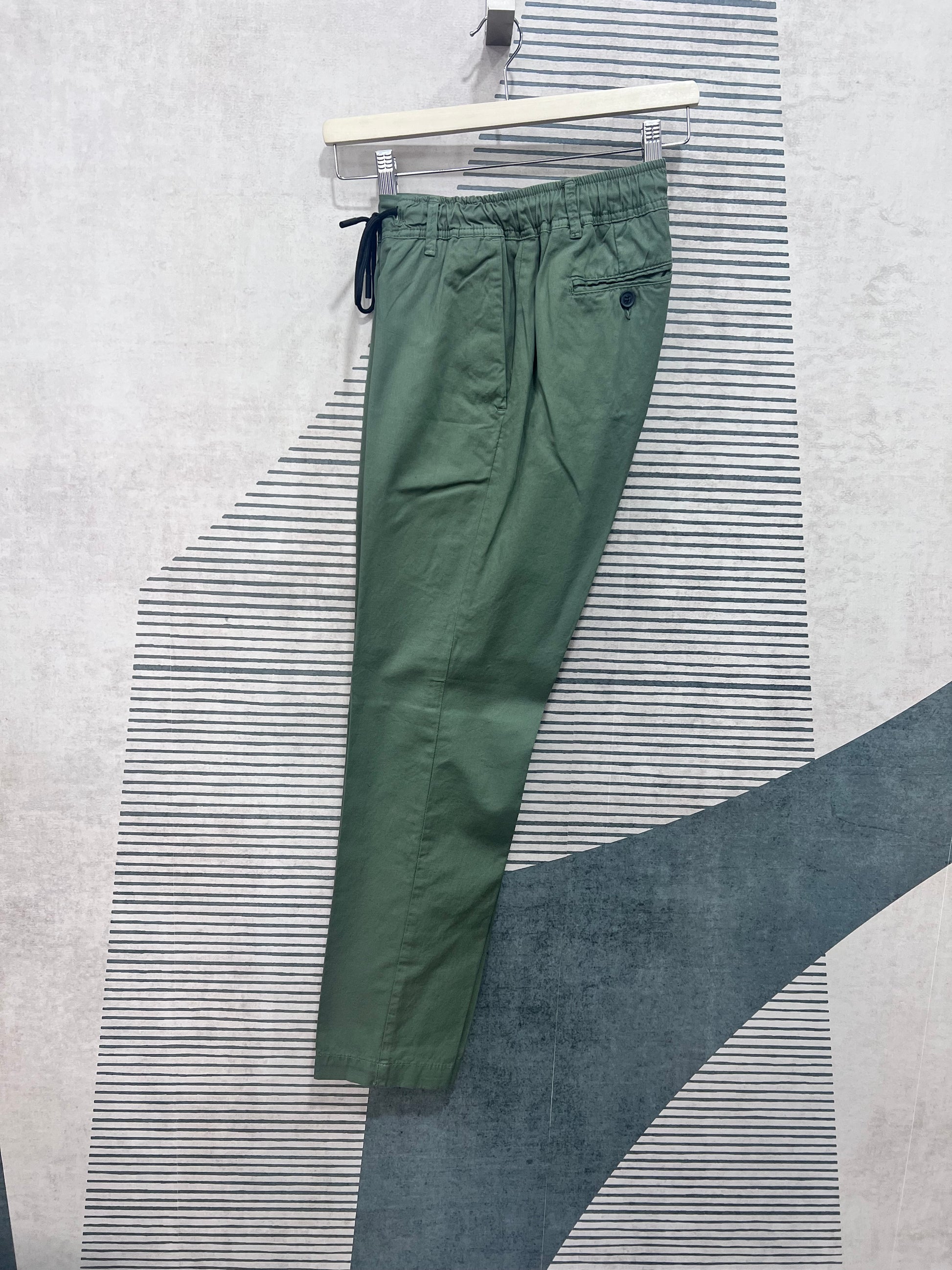 Pantalone uomo lino e cotone estivo vista laterale colore verde - Made in Italy Frarò