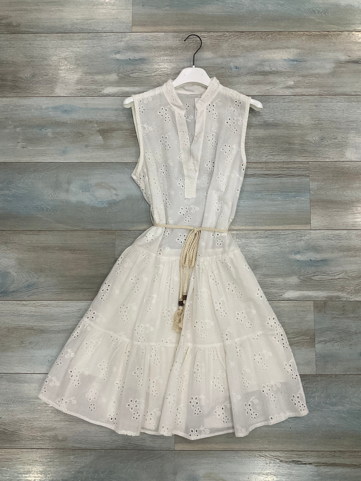 Abito Charlotte Donna in cotone effetto pizzo colore bianco -
vista frontale - Frarò