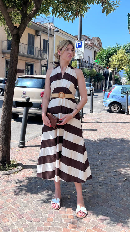 Abito Cotone| Riga Larga| Moro| Blu