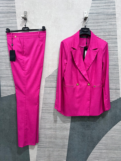 Tailleur| Trama Lino| Panna | Fucsia