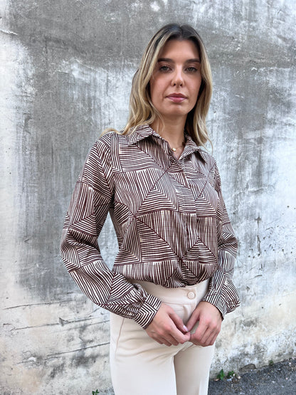 Camicia manica lunga donna - vestibilità comoda tessuto premium Made in Italy