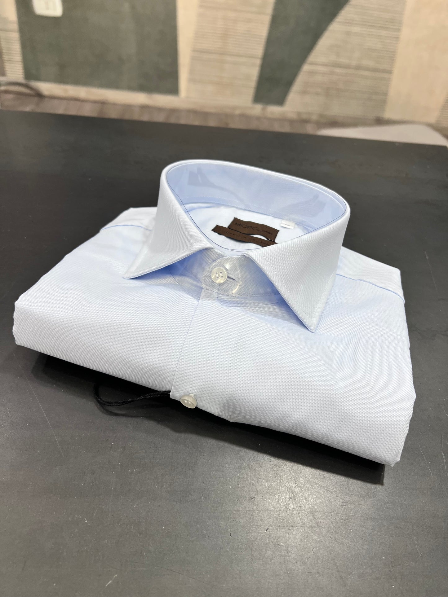 Camicia uomo Oxford celeste  - vista frontale completa
