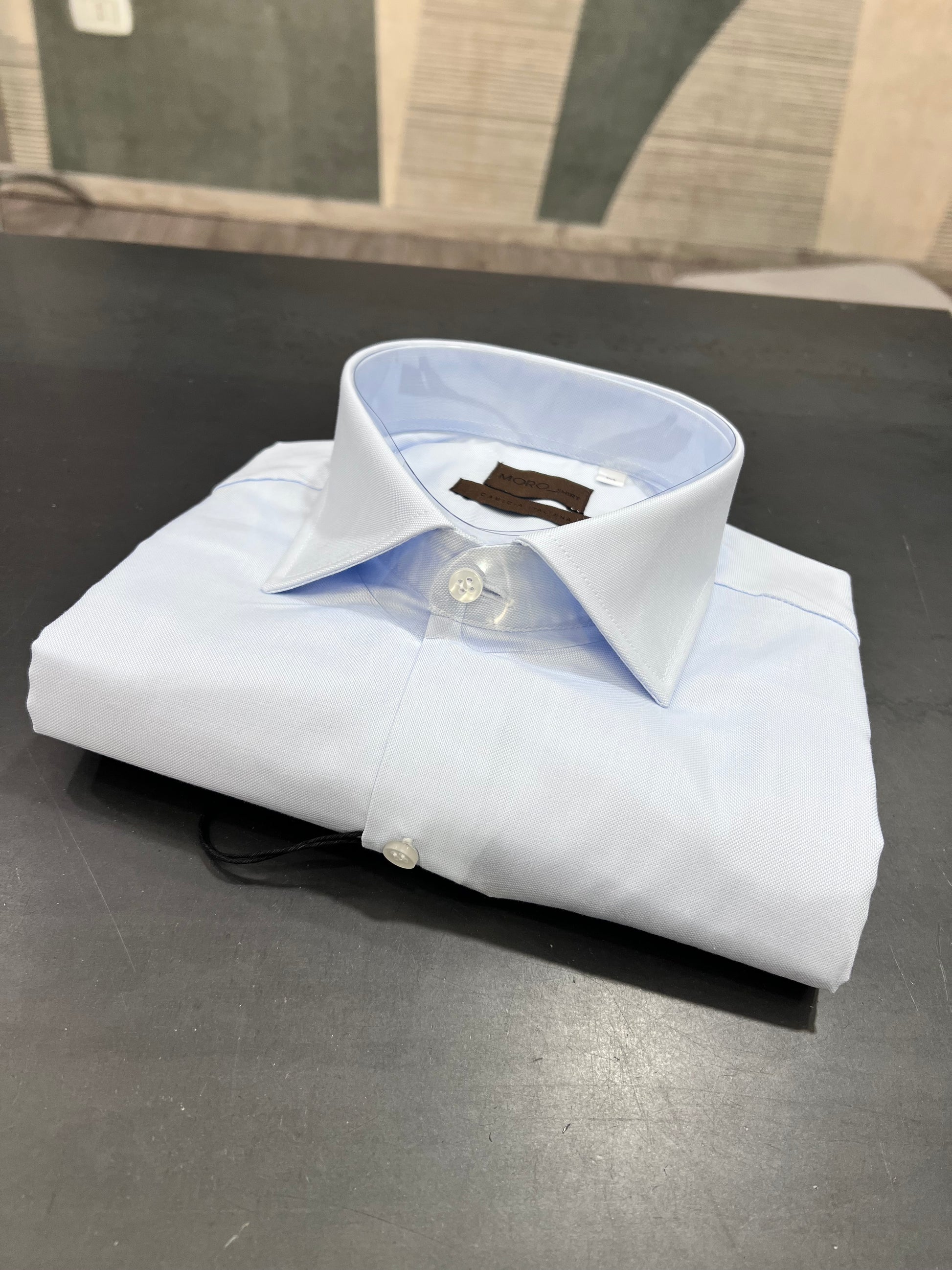 Camicia uomo Oxford celeste  - vista frontale completa
