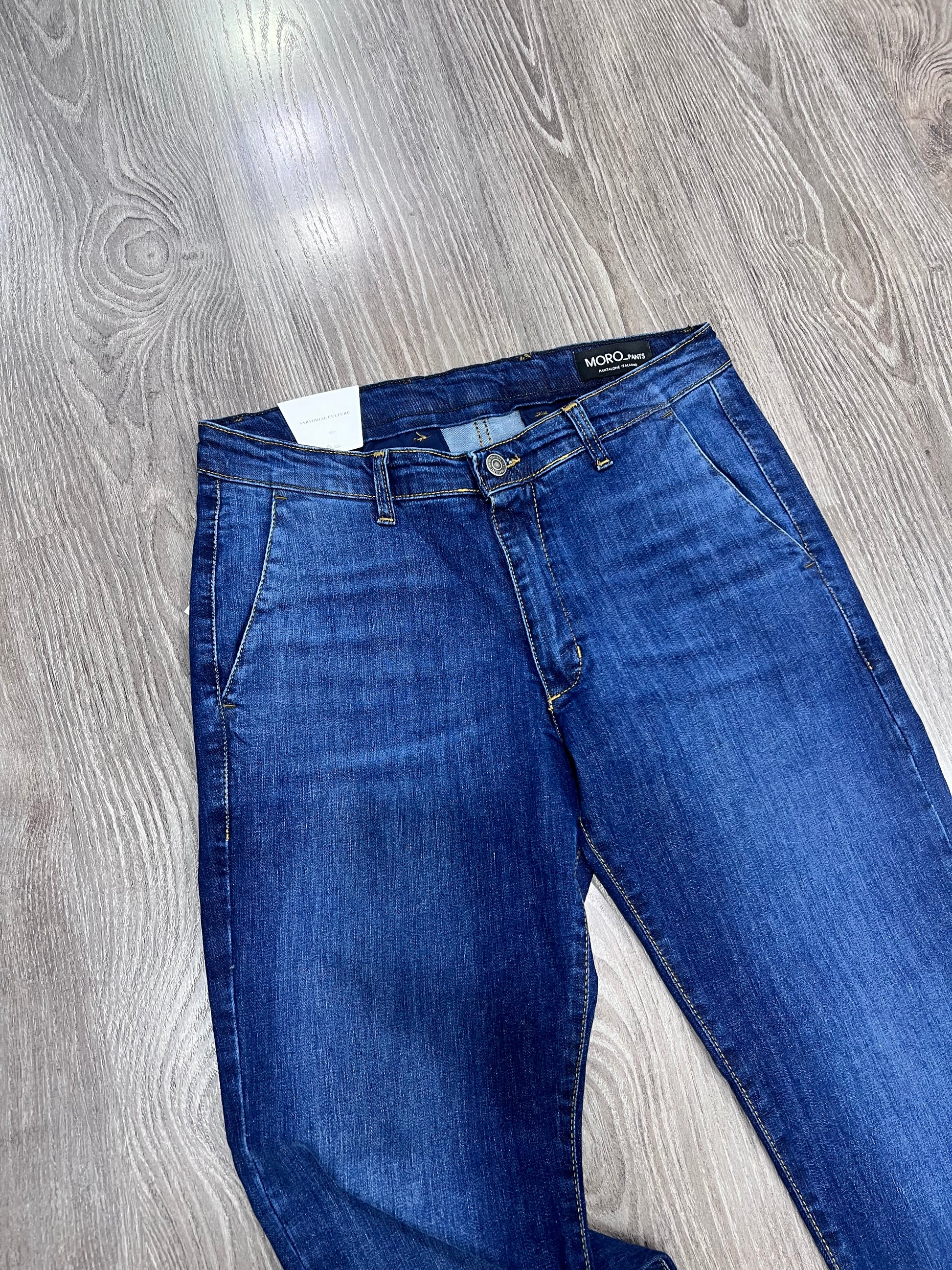 Dettaglio tasca americana jeans sartoriali MJ - Qualità Made in Italy

