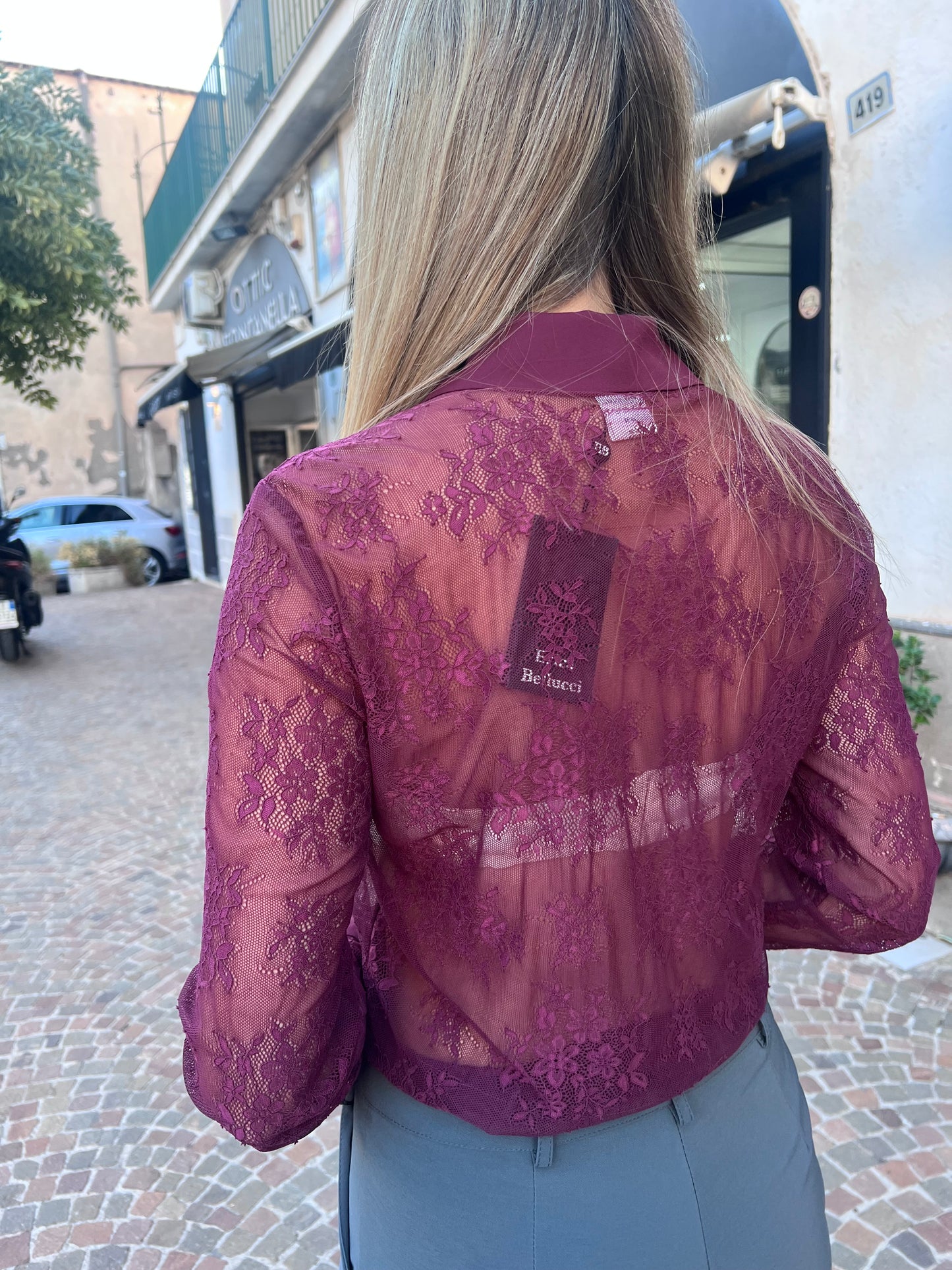 Camicia pizzo Erica Bellucci - bordeaux, vista posteriore