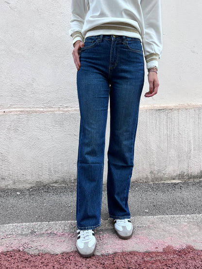 "Jeans donna Tiffosi Iris_3 gamba dritta blu scuro vista frontale - alta vita cotone premium"
