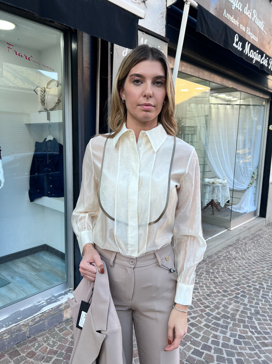 Camicia donna Erica Bellucci 152 - eleganza italiana con voilà e bordino per ufficio e occasioni speciali