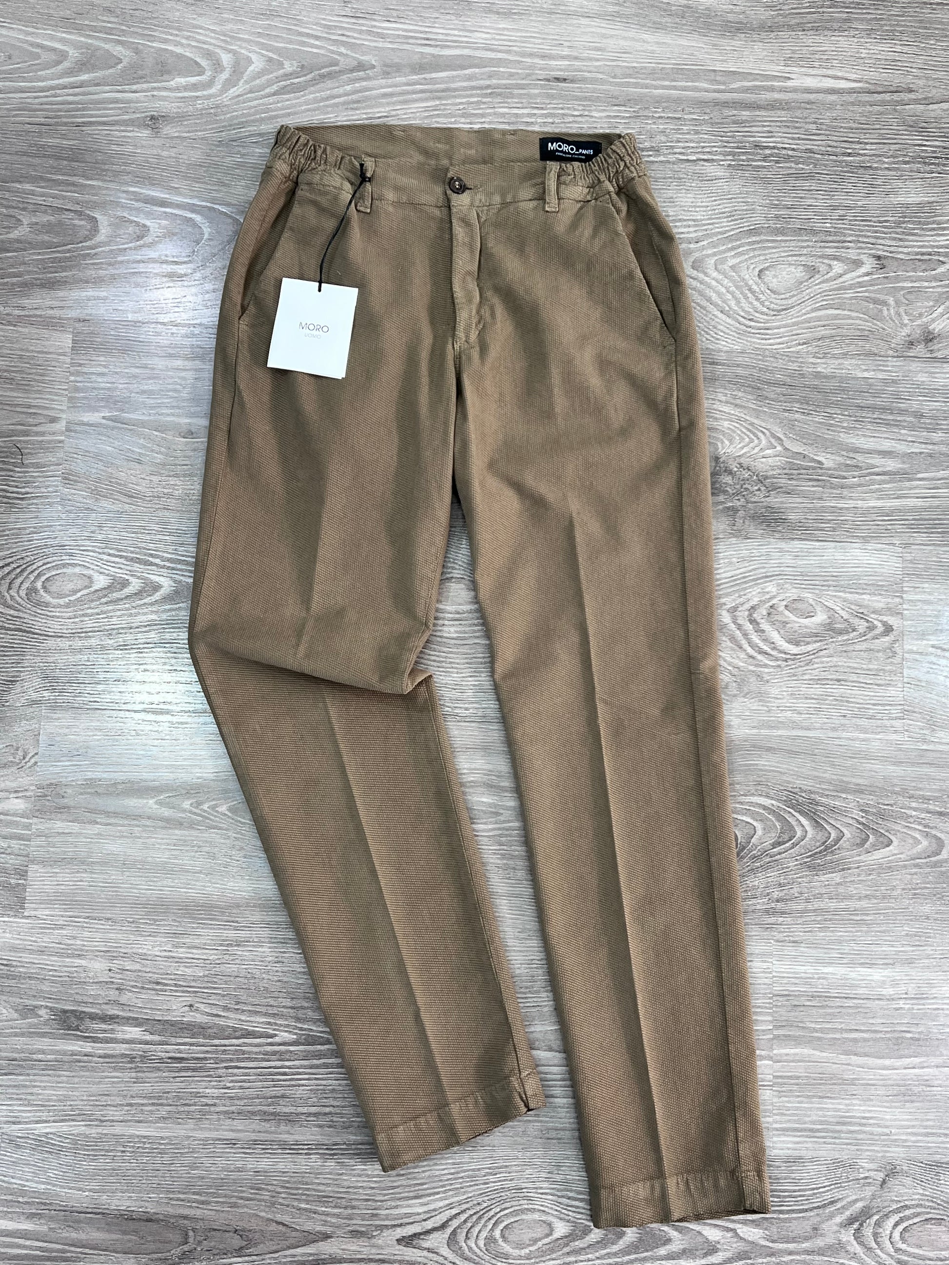 "Pantalone uomo armaturato Made in Italy - vista frontale colore bruciato - tessuto cotone elasticizzato"