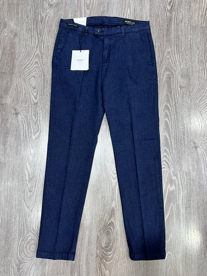 Pantalone uomo tinto in filo blu Moro - vista frontale completa