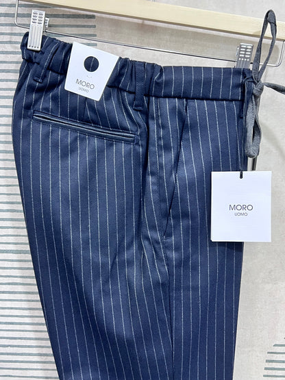Pantalone uomo Made in Italy mono lana - dettaglio tessuto gessato