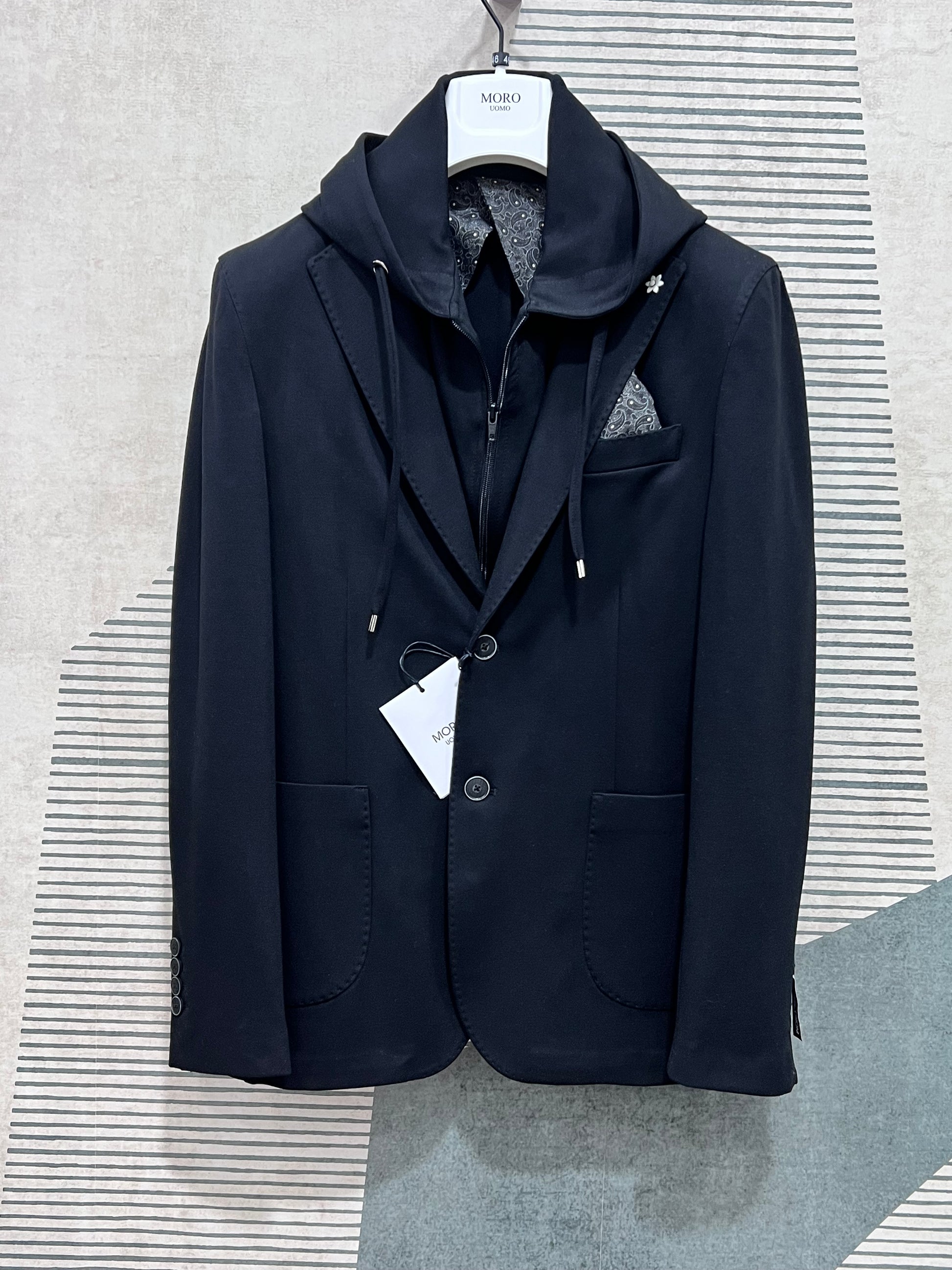 Giacca punto milano nera uomo - vista frontale