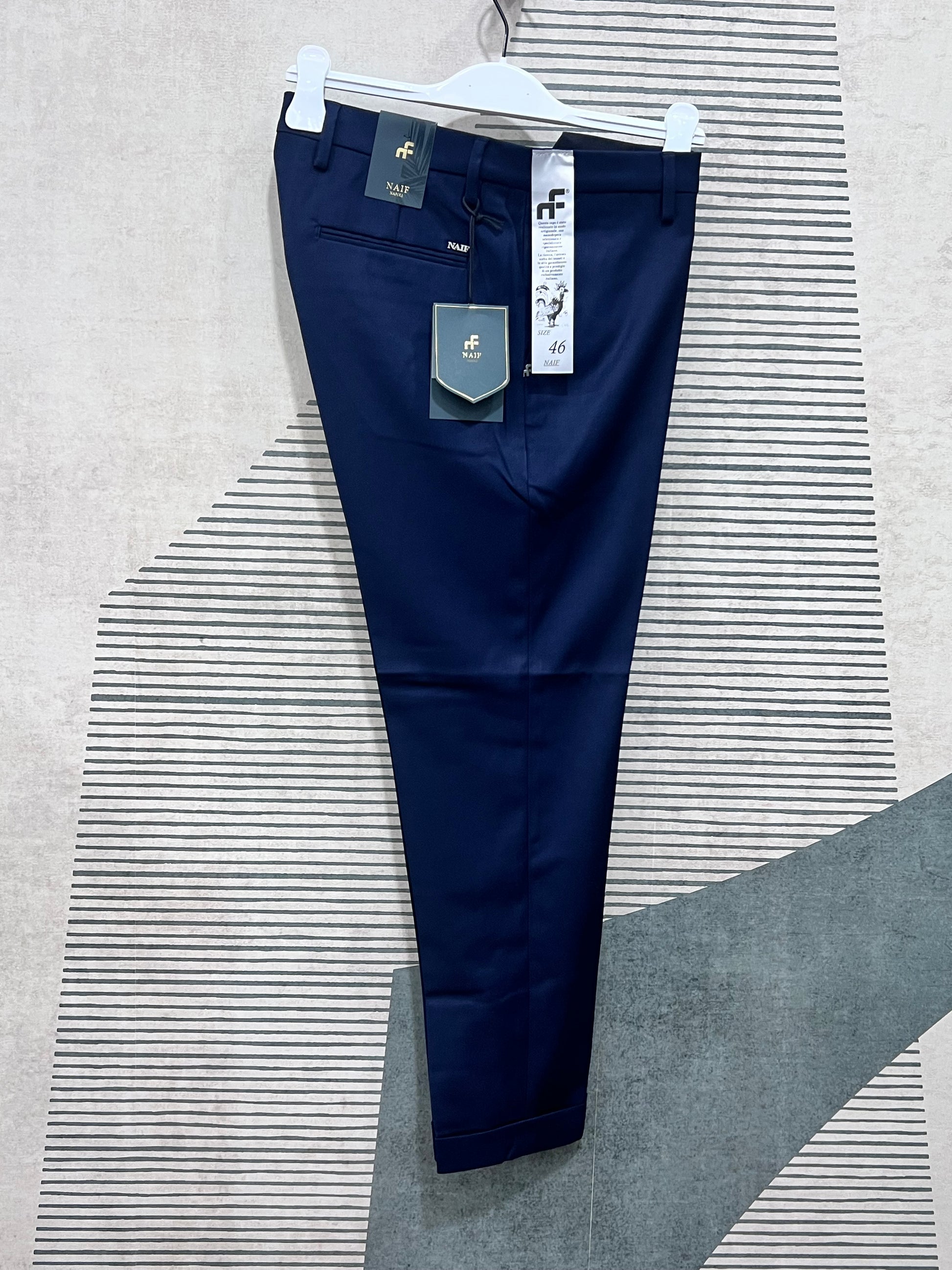 Pantalone uomo tela flex colore blu - vista frontale completa