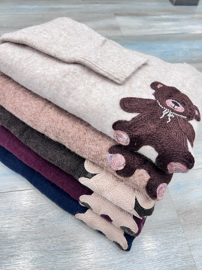 Maglione Teddy Donna Invernale | Morbido e Caldo con Ricamo Orsetto