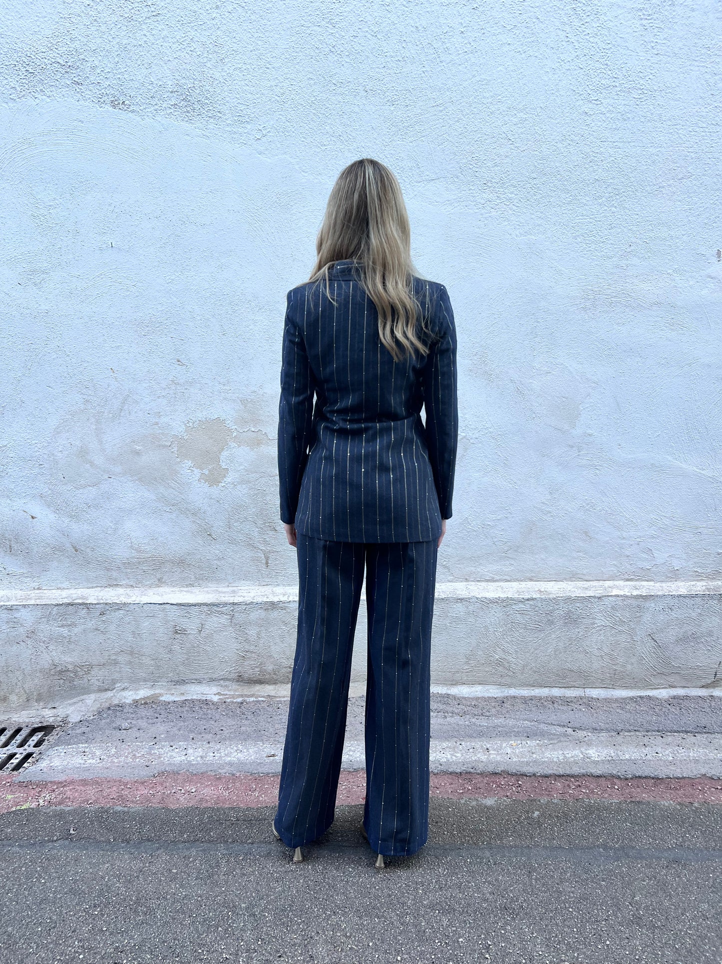 Tailleur donna cerimonia blu - vista posteriore completa