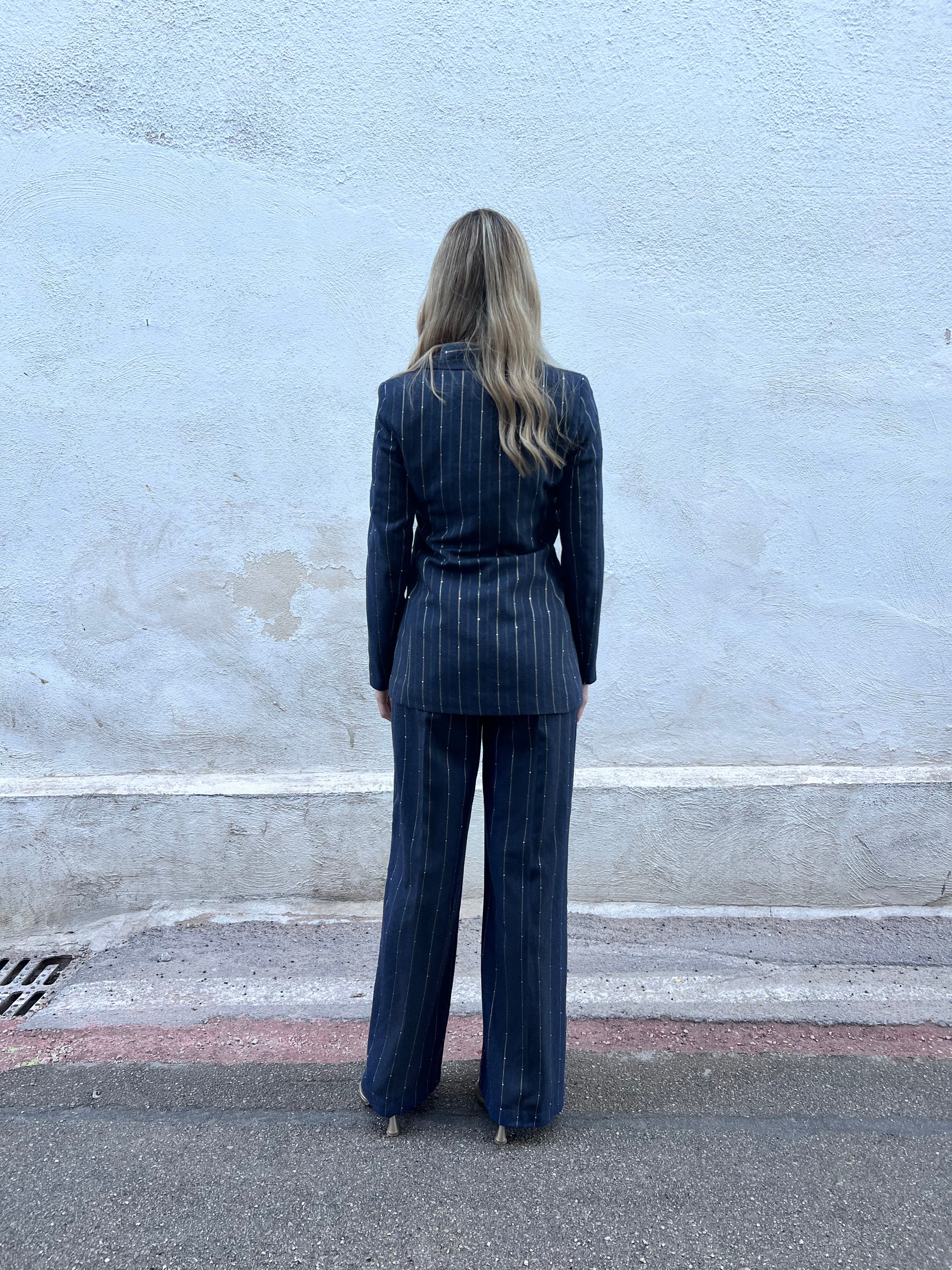 Tailleur donna cerimonia blu - vista posteriore completa