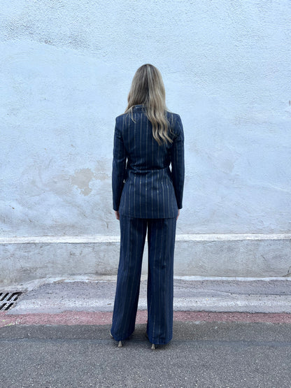 Tailleur donna cerimonia blu - vista posteriore completa