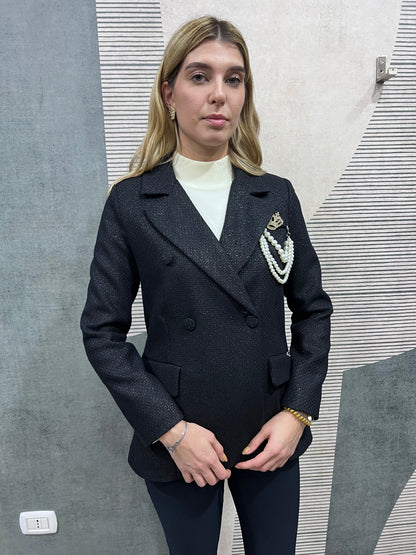 Giacca Cappotto 567 blazer donna doppio petto - dettaglio vestibilità avvitata