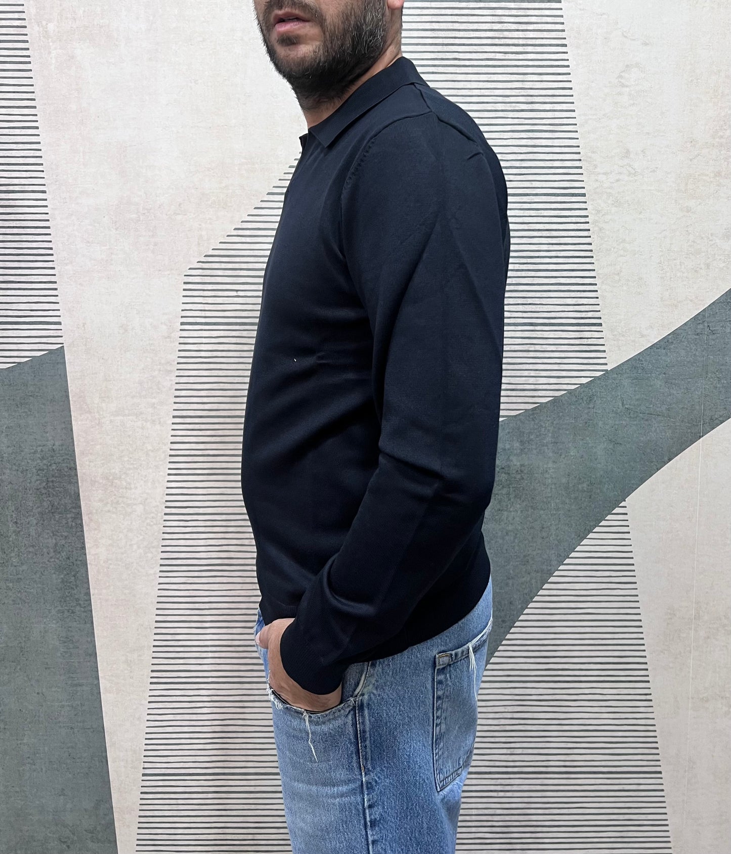 Polo Derby blu Frarò - vista laterale vestibilità