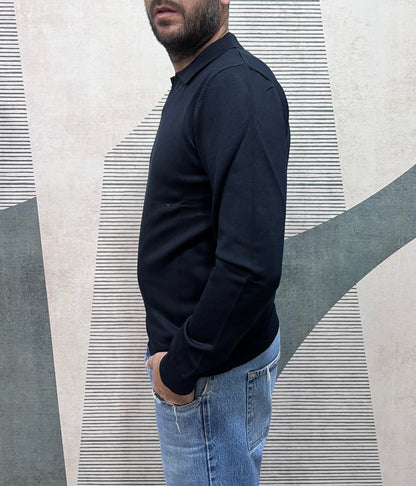 Polo Derby blu Frarò - vista laterale vestibilità