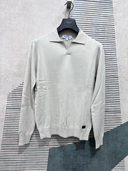 Polo Derby uomo beige - dettaglio tessuto viscosa