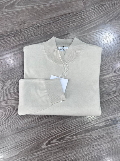 Maglia uomo mezzo collo manica lunga beige elegante casual inverno
