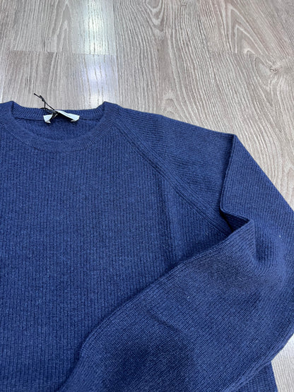 Maglione uomo lana blu - dettaglio tessuto e trama pregiata