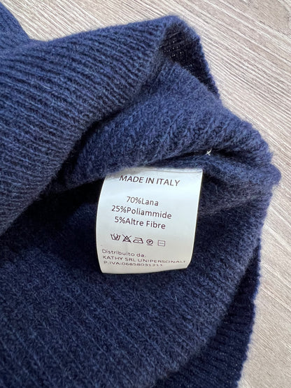 Maglione Inglese Girocollo Lana Pregiata - Blu e Fango