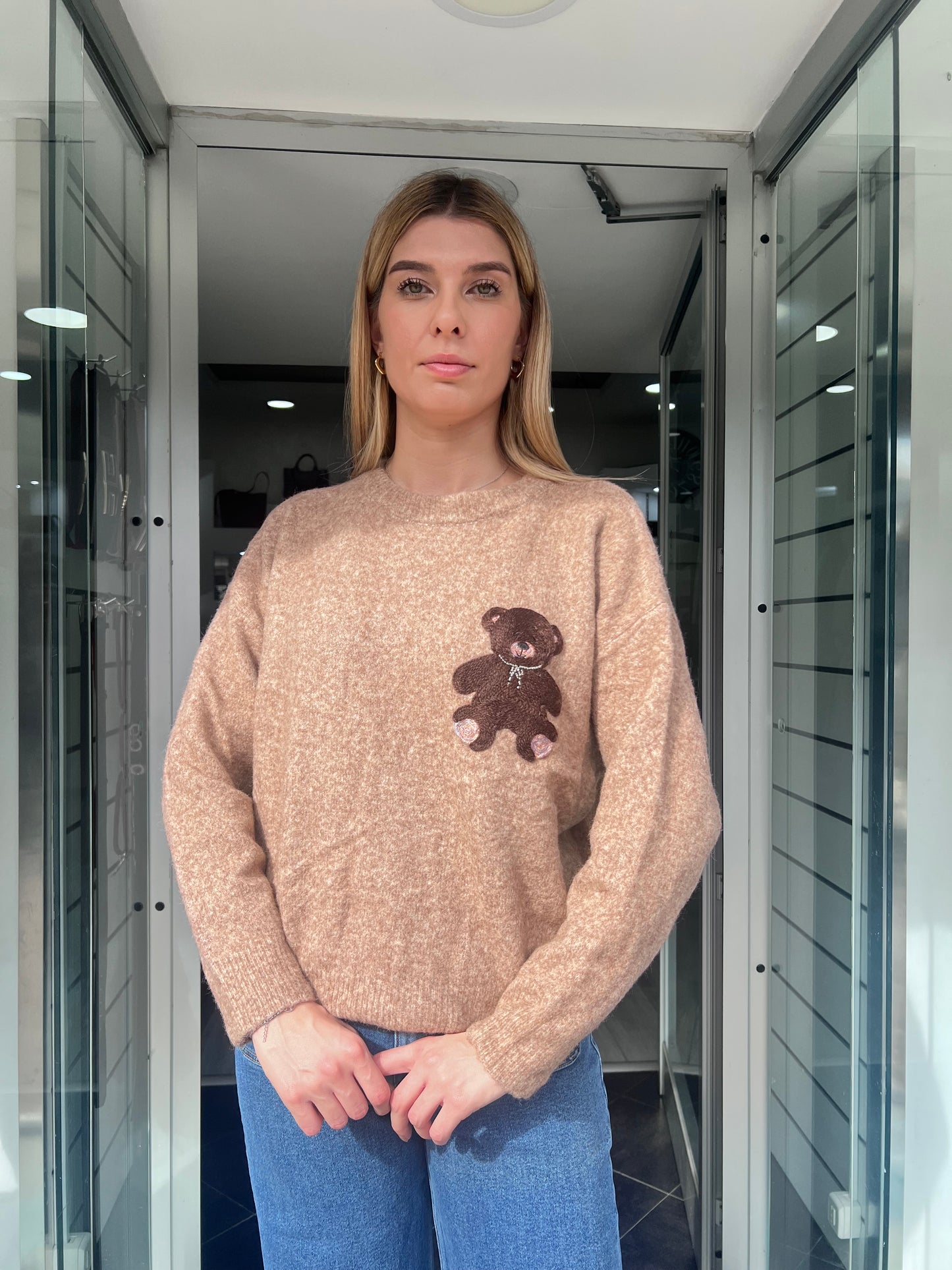 Maglione Teddy Donna Invernale | Morbido e Caldo con Ricamo Orsetto