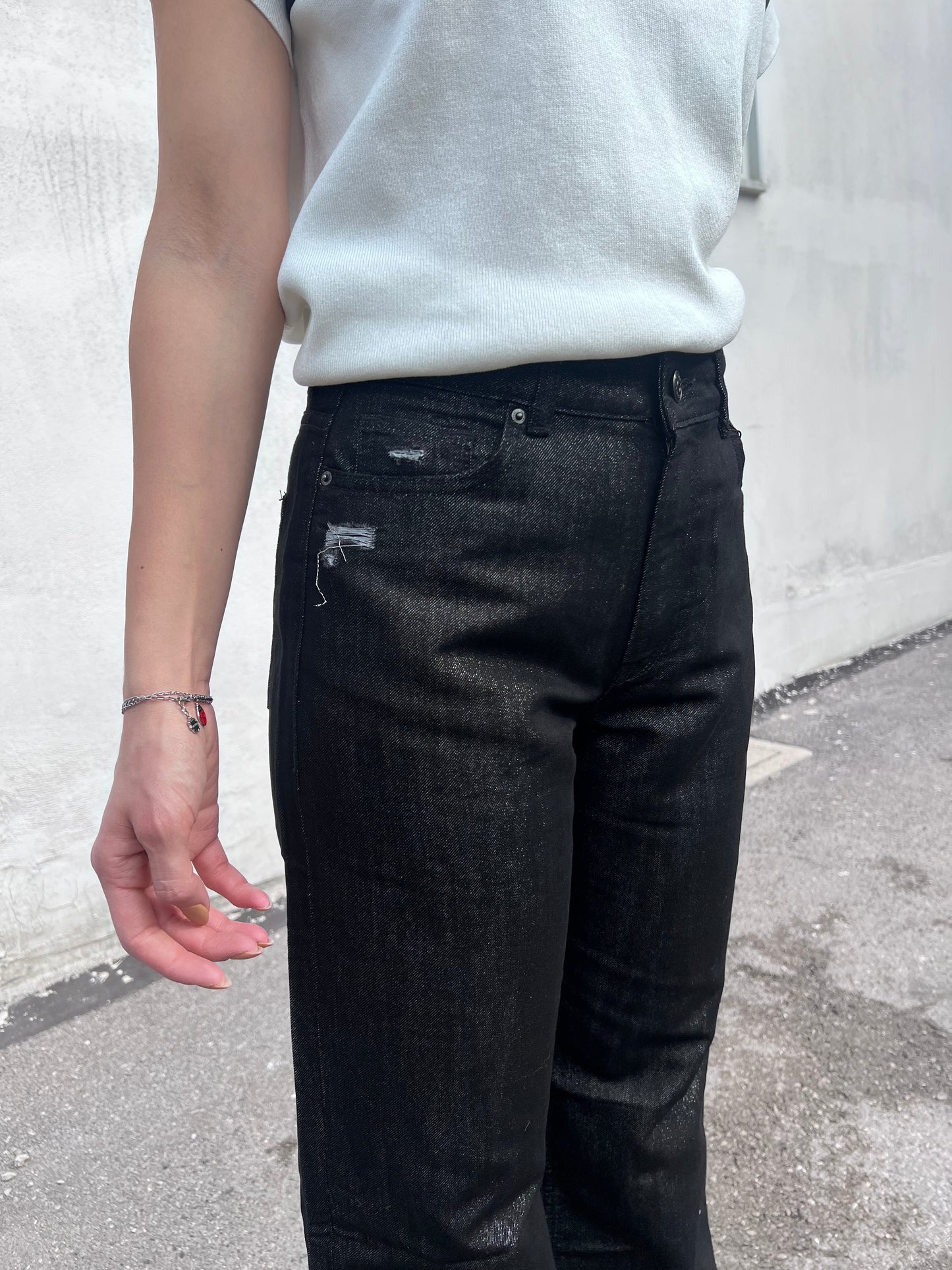 Jeans Bonnye_57| Wide Leg |Nero Lucido