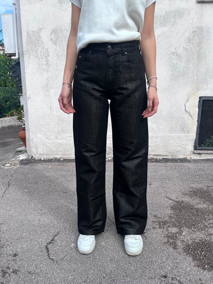 Jeans Bonnye_57| Wide Leg |Nero Lucido