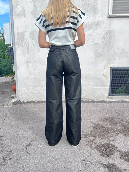 Jeans Bonnye_57| Wide Leg |Nero Lucido