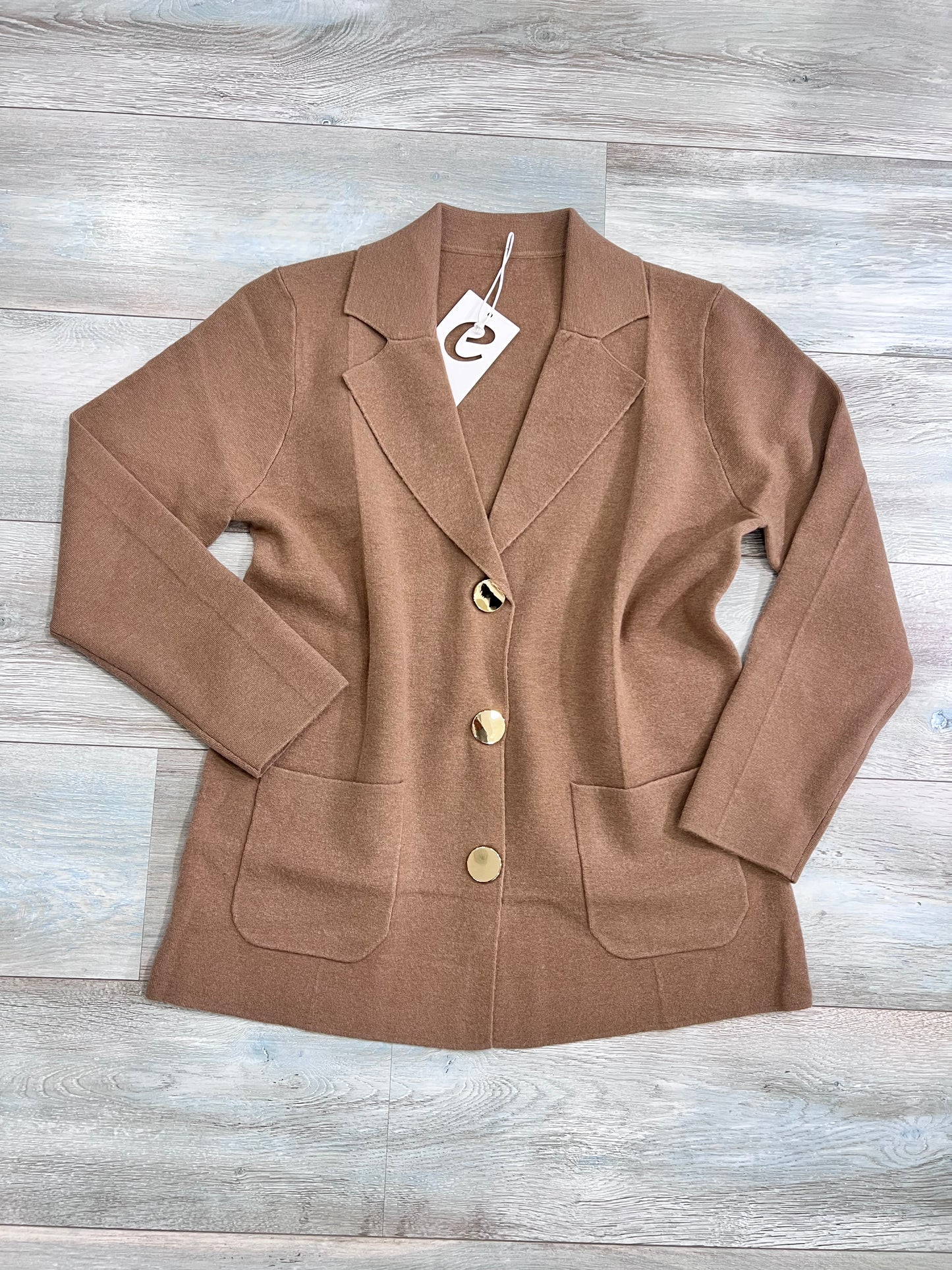 Giacca donna bruciato in lanetta con bottoni dorati - Vista frontale